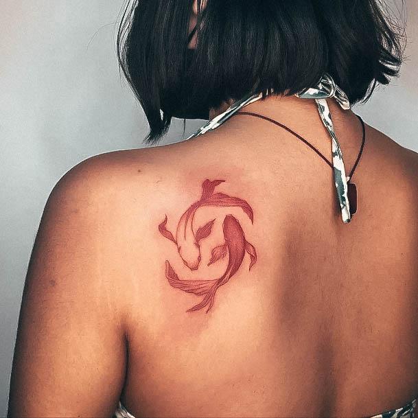 Decorative Looks For Womens Red Ink Tattoo