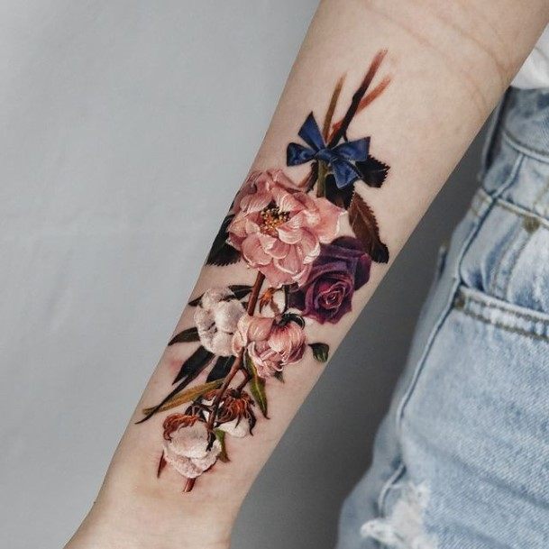 Decorative Looks For Womens Rose Forearm Tattoo