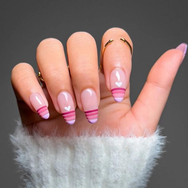 Decorative Looks For Womens Short Pink And White Nail