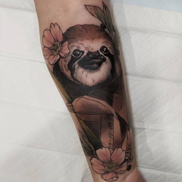 Decorative Looks For Womens Sloth Tattoo