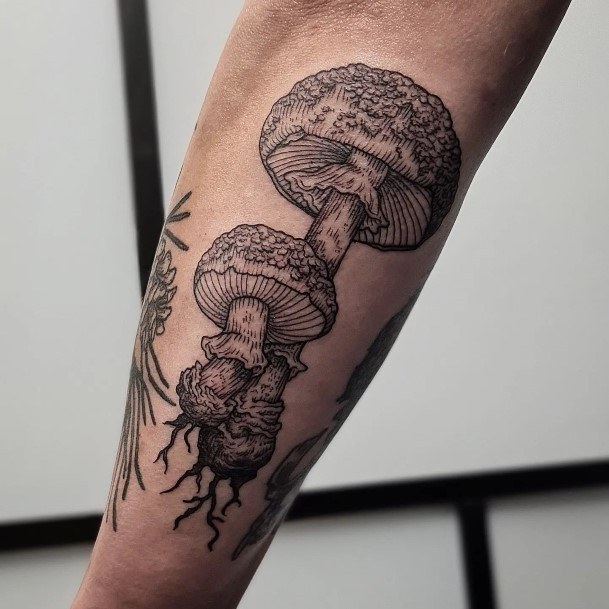 Decorative Looks For Womens Small Mushroom Tattoo