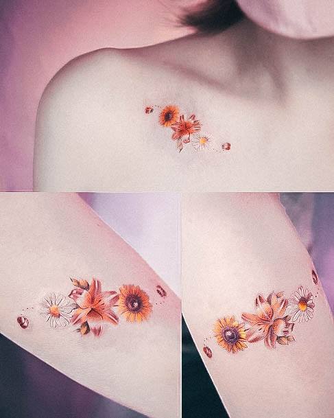 Decorative Looks For Womens Small Sunflower Tattoo