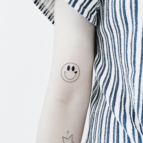 Decorative Looks For Womens Smiley Face Tattoo