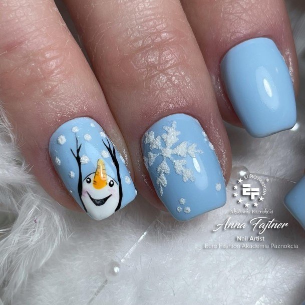 Decorative Looks For Womens Snowman Nail