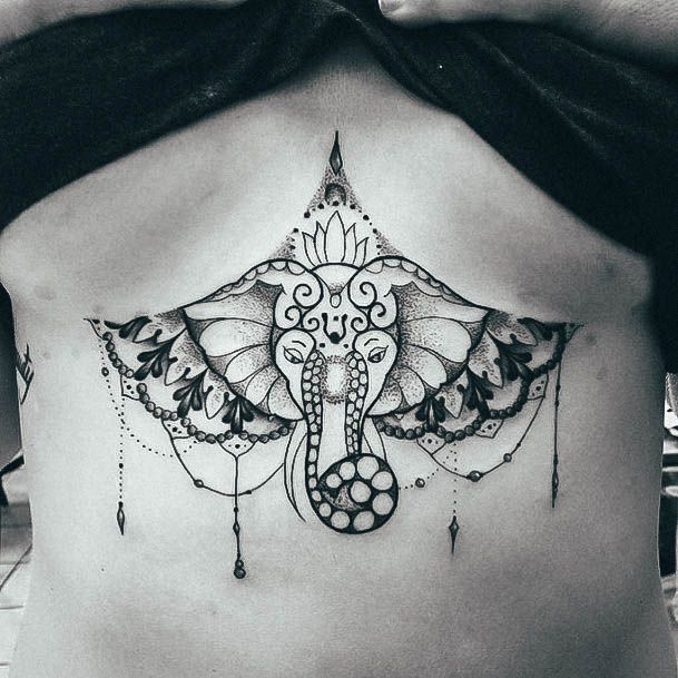 Decorative Looks For Womens Sternum Tattoo Elephant Indian
