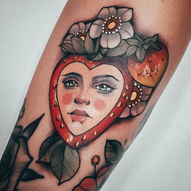 Decorative Looks For Womens Strawberry Tattoo