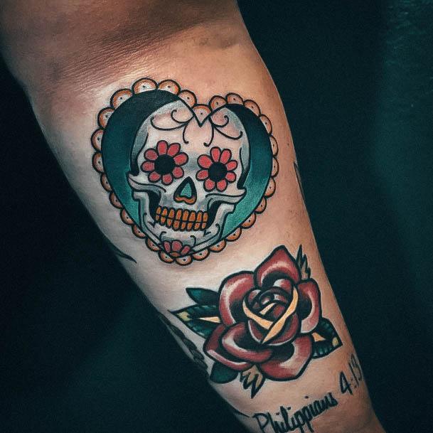 Decorative Looks For Womens Sugar Skull Tattoo Small Simple