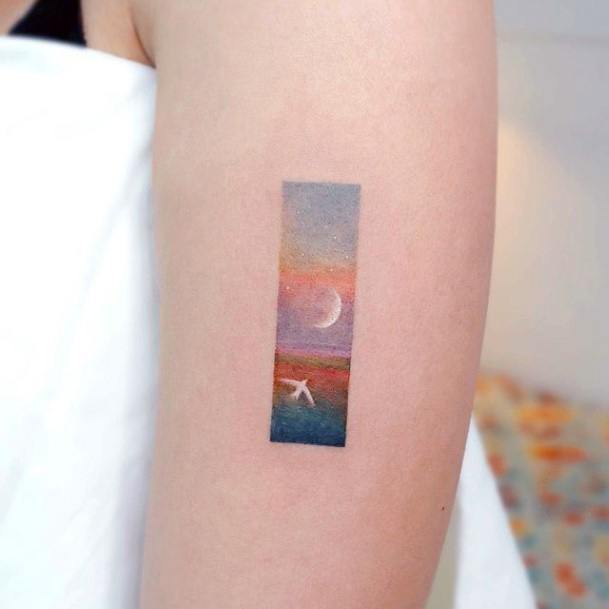 Decorative Looks For Womens Sunset Sunrise Tattoo