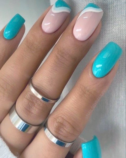 Decorative Looks For Womens Teal Turquoise Dress Nail