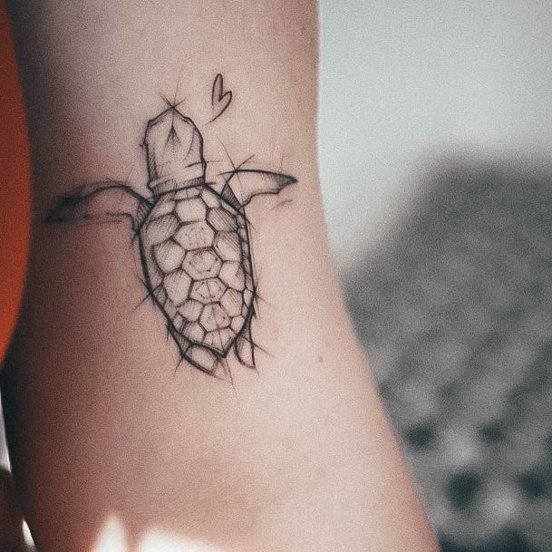 Decorative Looks For Womens Turtle Tattoo Handrawn Style