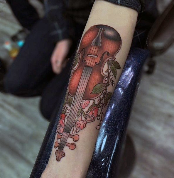 Decorative Looks For Womens Violin Tattoo