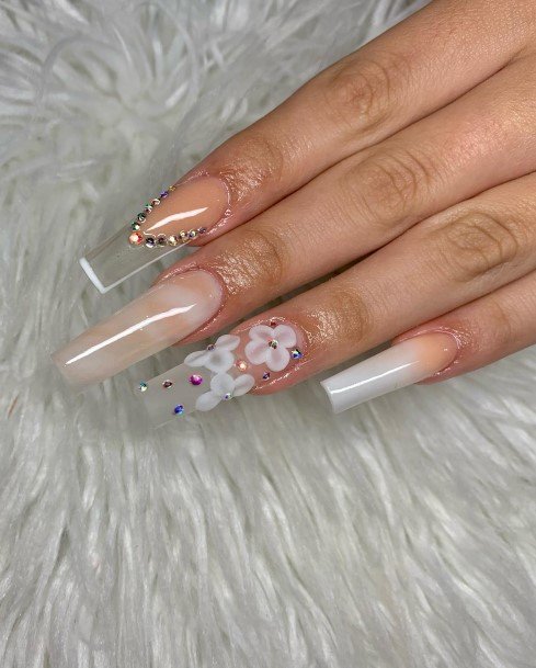 Decorative Looks For Womens White And Nude Nail