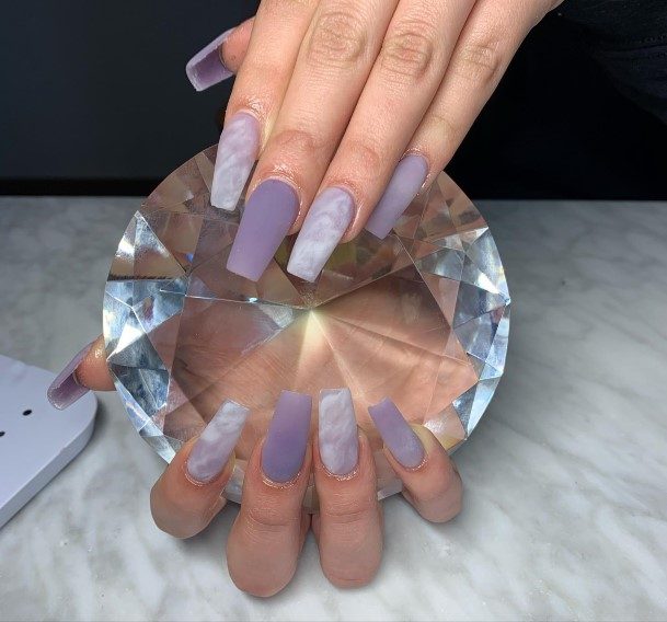 Decorative Looks For Womens White And Purple Nail