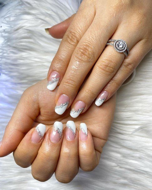 Decorative Looks For Womens White And Silver Nail