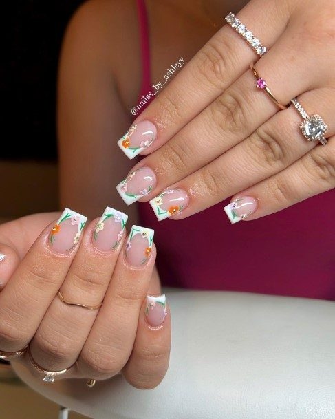 Decorative Looks For Womens White French Nail