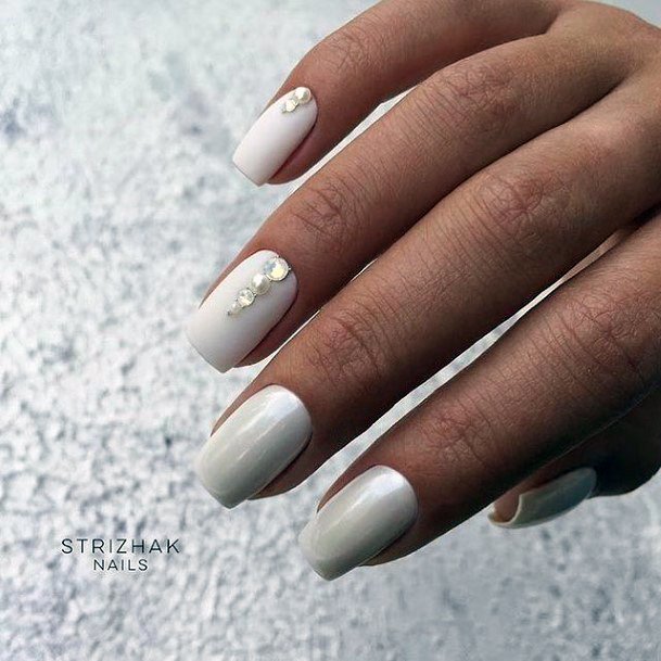 Decorative Looks For Womens White Prom Nail