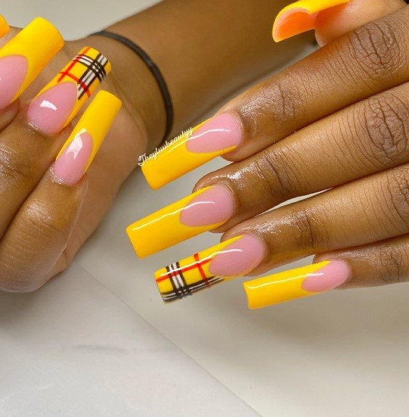 Decorative Looks For Womens Yellow French Tip Nail