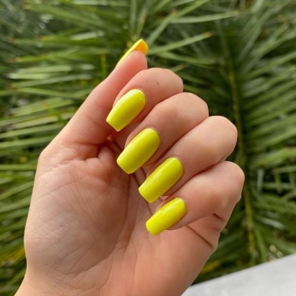 Decorative Looks For Womens Yellow Square Nail