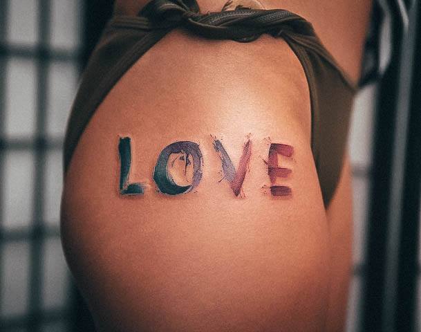 Decorative Love Tattoo On Female