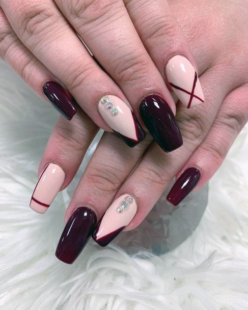 Decorative Maroon Dress Nail On Female