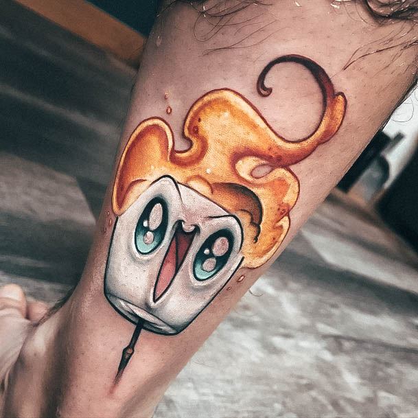 Decorative Marshmallow Tattoo On Female