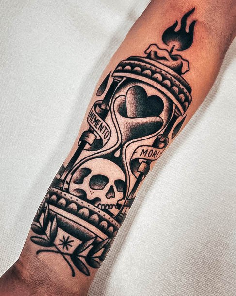 Decorative Memento Mori Tattoo On Female