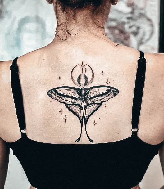 Decorative Moth Tattoo On Female