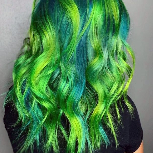 Decorative Neon Hairstyles On Female