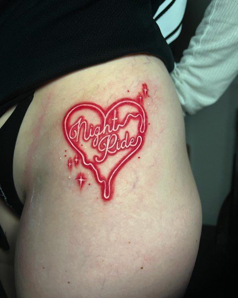 Decorative Neon Tattoo On Female