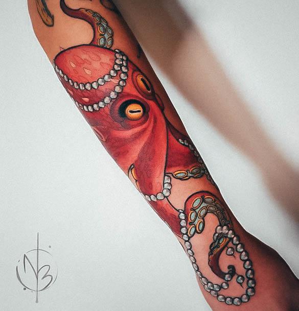 Decorative Octopus Tattoo On Female