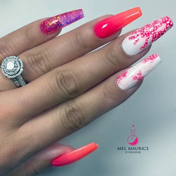 Decorative Ombre Summer Nail On Female