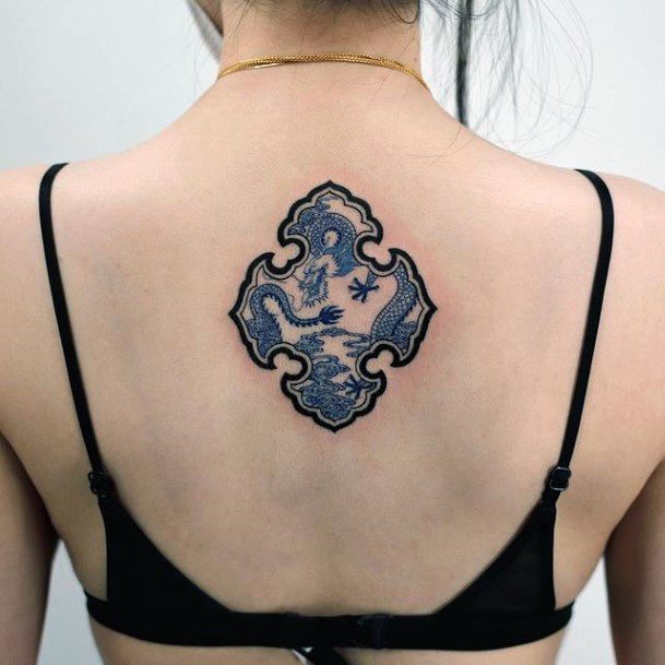 Decorative Oriental Plate Porcelain Tattoo On Female