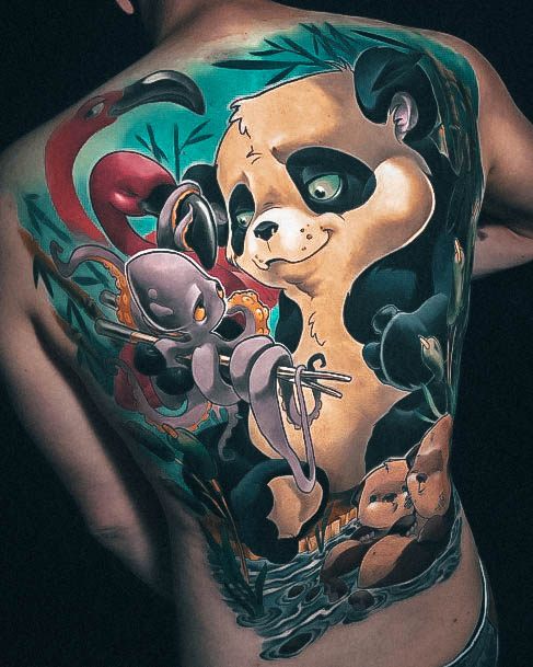 Decorative Panda Tattoo On Female