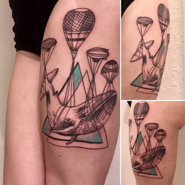 Decorative Parachute Skydiving Tattoo On Female