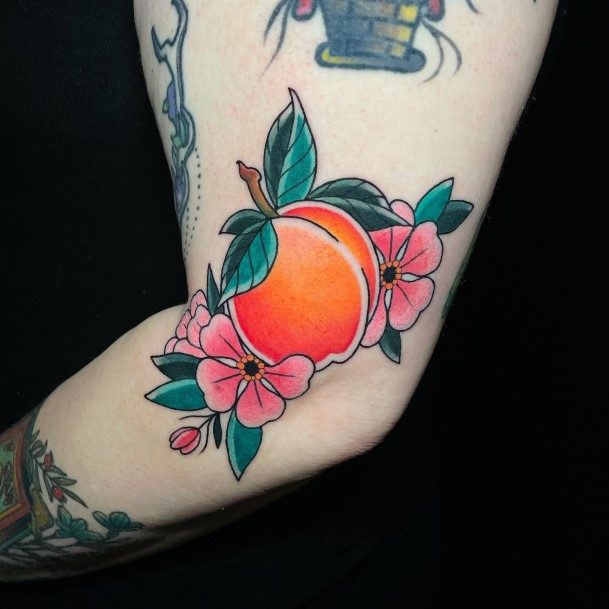 Decorative Peach Tattoo On Female