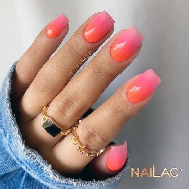 Decorative Pink And Orange Nail On Female