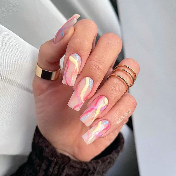 Decorative Pink Summer Nail On Female