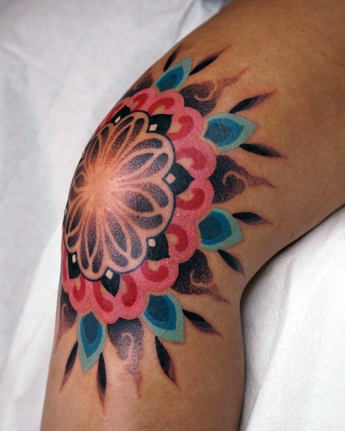 Decorative Pink Tattoo On Female