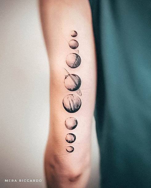 Decorative Planet Tattoo On Female