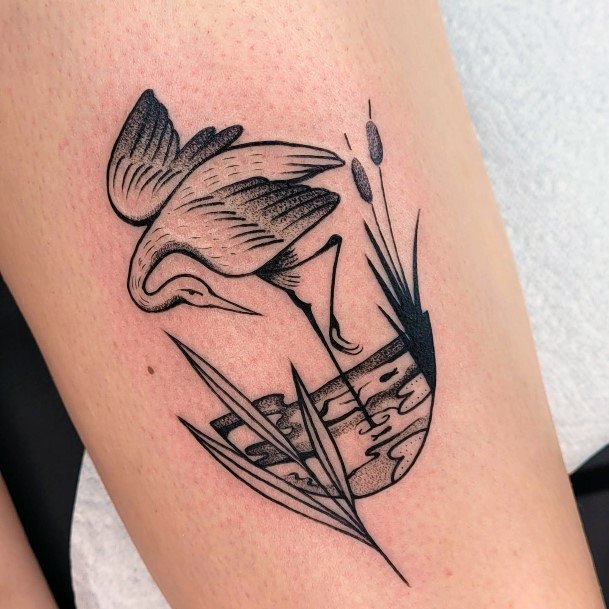 Decorative Pond Tattoo On Female