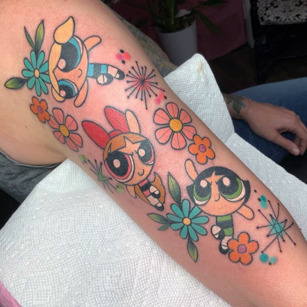 Decorative Powerpuff Girls Buttercup Tattoo On Female