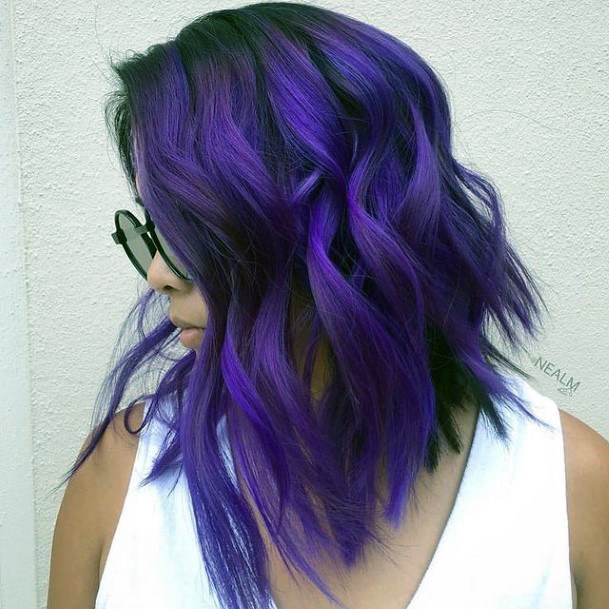 Decorative Purple Hairstyles On Female