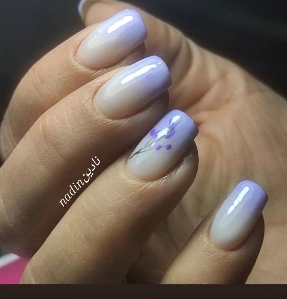 Decorative Purple Ombre Nail On Female