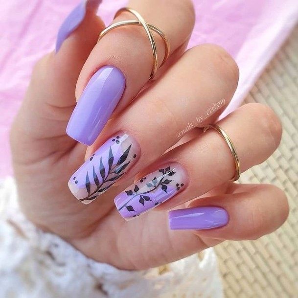 Decorative Purple Summer Nail On Female