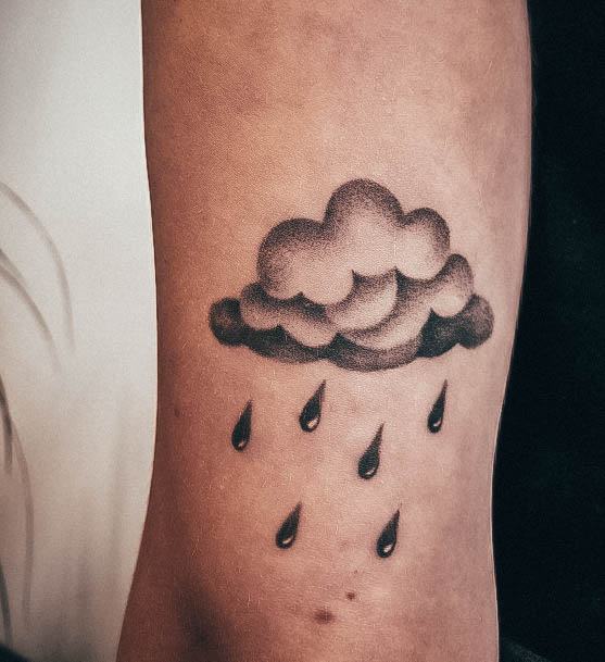 Decorative Rain Tattoo On Female