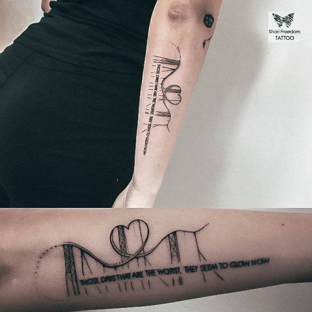 Decorative Rollercoaster Tattoo On Female