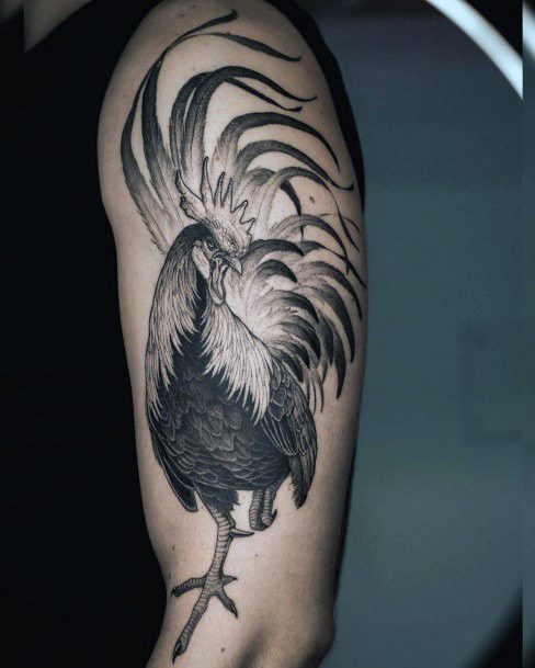 Decorative Rooster Tattoo On Female