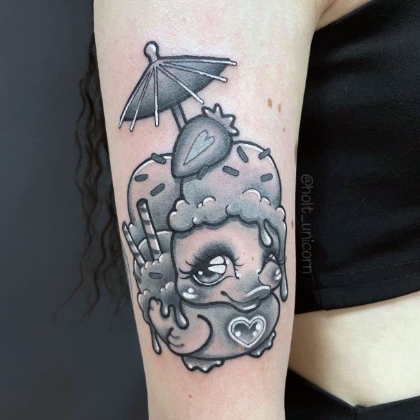 Decorative Rubber Duck Tattoo On Female