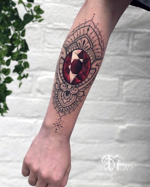 Decorative Ruby Tattoo On Female