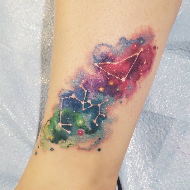 Decorative Sagittarius Tattoo On Female Constellation Watercolor